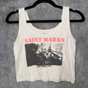 Brandy Melville Saint Marks NYC Graphic Tank Top Cropped White